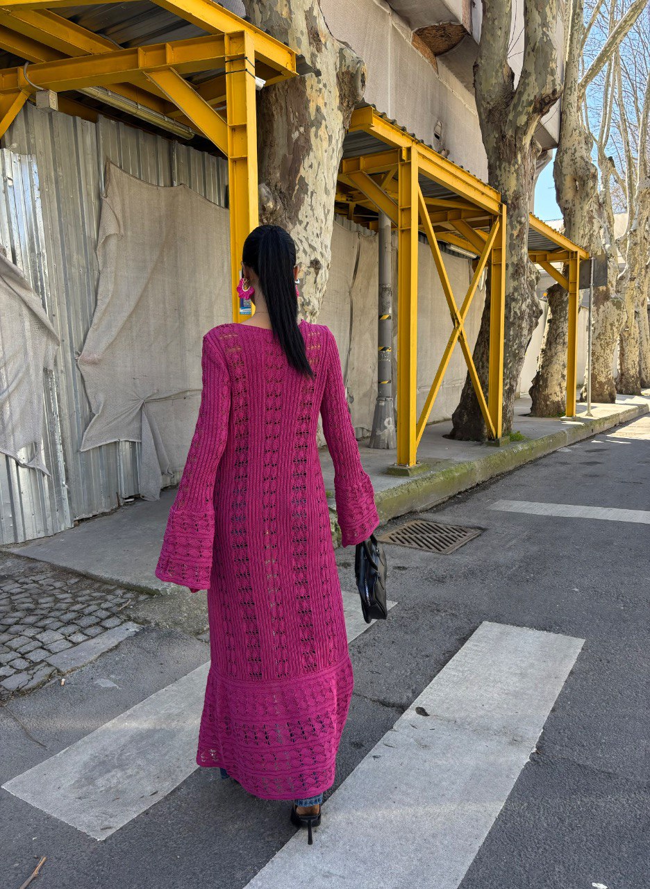Fuchsia Breeze Long Cardigan