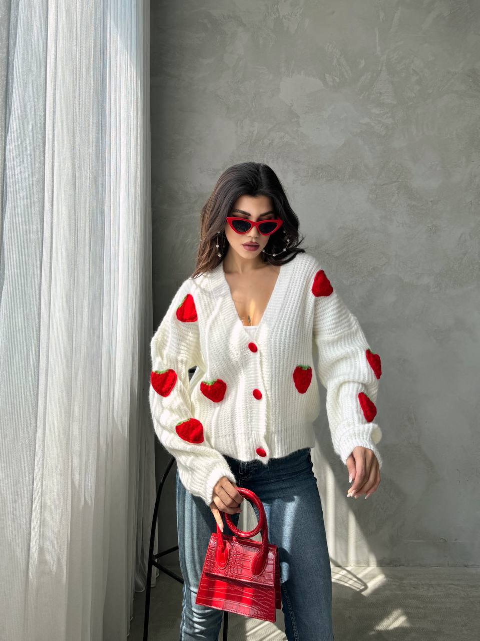 Strawberry Crush Cardigan White