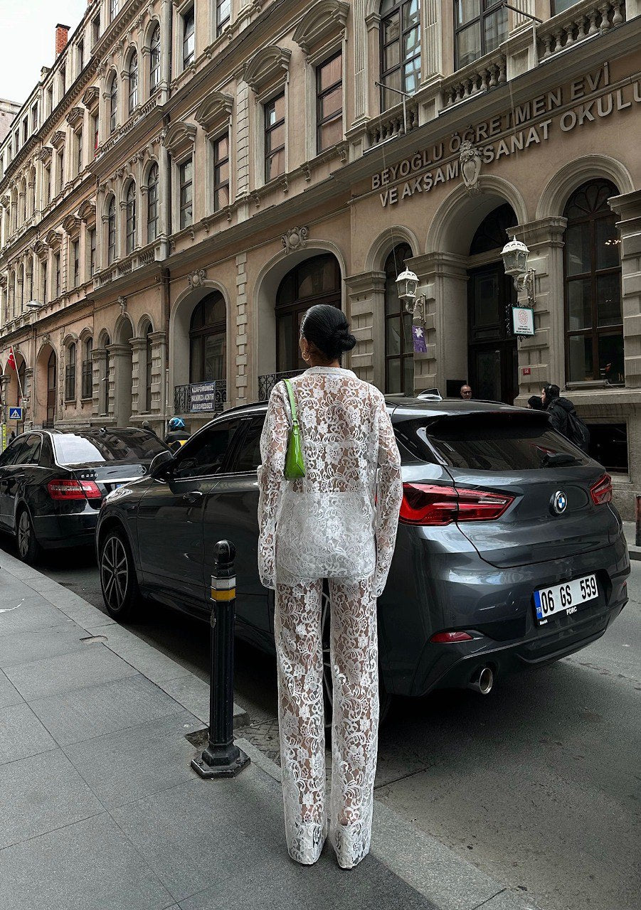 Floral Lace Shirt Set