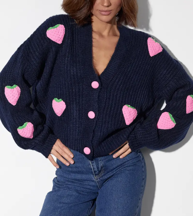 Strawberry Crush Cardigan Navy