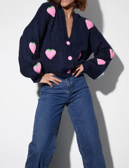 Strawberry Crush Cardigan Navy