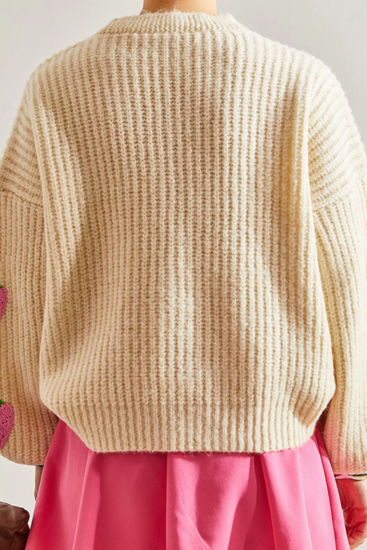 Strawberry Crush Cardigan Beige