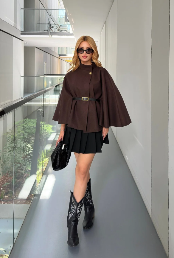 Brown Cape with Gold Button Details