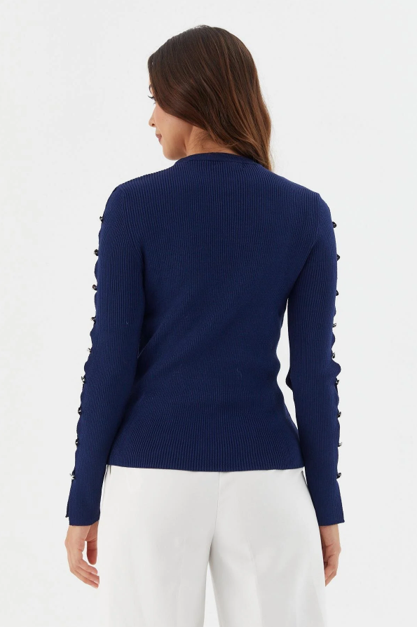 Luxe Metal Detail Top Navy