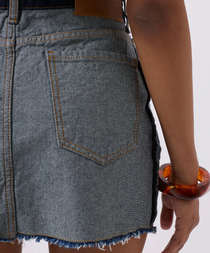 Unique Reverse Designed Mini Skirt in Premium Cotton Denim