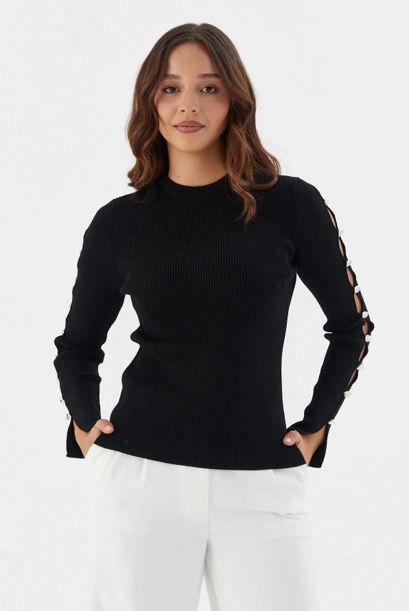 Luxe Metal Detail Top Black
